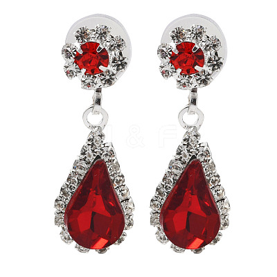 Teardrop Alloy Rhinestone Necklaces & Stud Earring Sets for Women SJEW-U001-01P-03-1