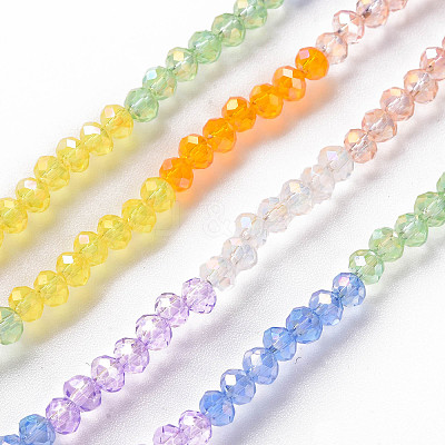 Transparent 7 Colors Electroplate Glass Beads Strands X-EGLA-T020-09-1