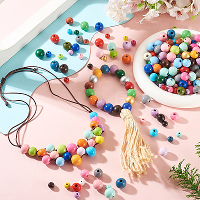 300Pcs 3 Styles Round Natural Wood Beads WOOD-TA0003-04-1