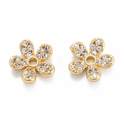 Brass Micro Pave Clear Cubic Zirconia Beads ZIRC-G170-04G-1