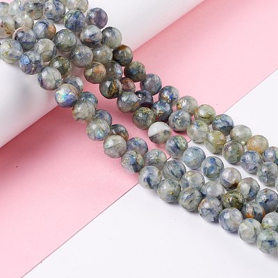 Assembled Synthetic Green Fluorite and Dyed Selenite Beads Strands G-K317-A04-1