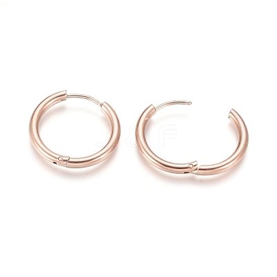 Ion Plating(IP) 304 Stainless Steel Huggie Hoop Earrings EJEW-F111B-21mm-RG-1