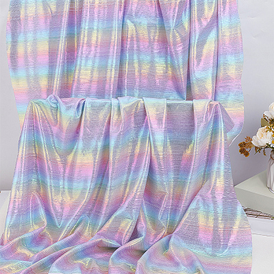 Rainbow Color Polyester Fabric DIY-WH0430-671-1