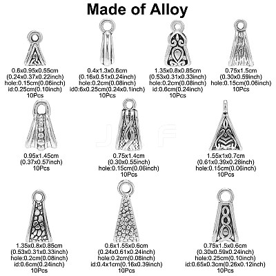 100Pcs 10 Styles Alloy Tube Bails PALLOY-CJ0003-07-1