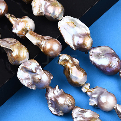 Natural Baroque Pearl Keshi Pearl Beads Strands PEAR-S019-04D-1