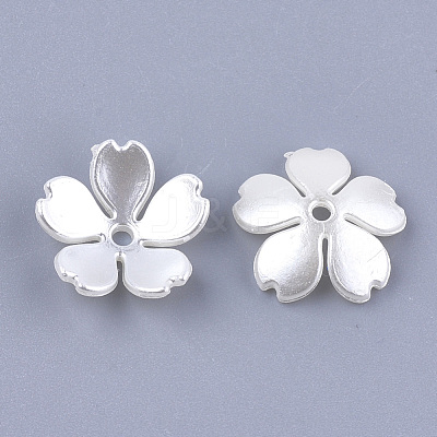5-Petal ABS Plastic Imitation Pearl Bead Caps X-OACR-T018-02-1