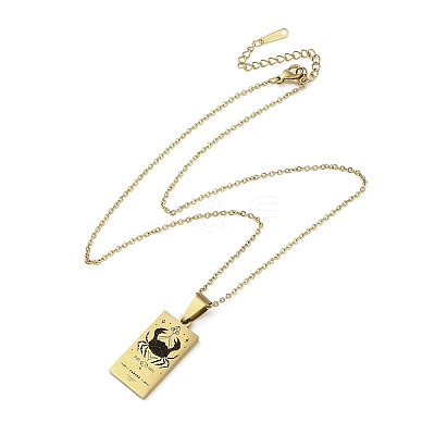 304 Stainless Steel Black Enamel Rectangle with Constellation Pendant Necklaces LS-NJEW-I128-01C-1