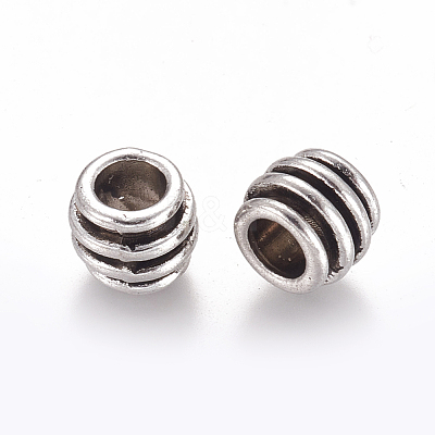 Tibetan Silver Alloy Barrel Large Hole European Beads X-LFH10203Y-NF-1