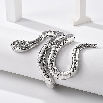 Snake Alloy Open Cuff Bangles for Women BJEW-A027-02P-1