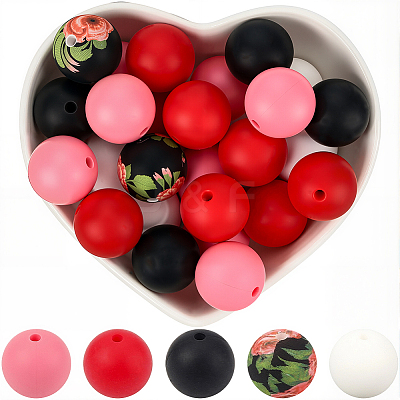 Round Silicone Focal Beads SIL-SP0001-16B-1