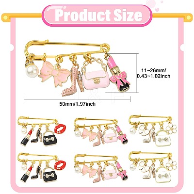 6Pcs 3 Style Steel Brooches JEWB-CJ00006-1