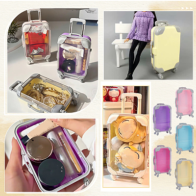 5Pcs 5 Colors Mini Plastic Suitcase Packaging Storage Boxes for Candy Small Items CON-FG0001-21-1