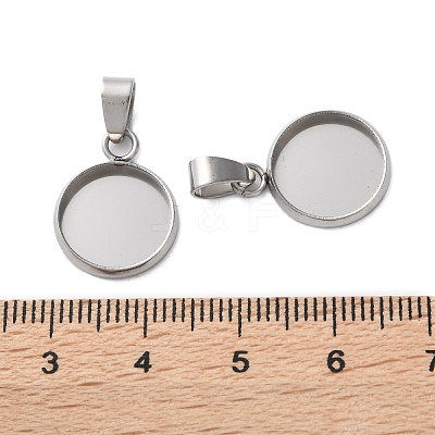 304 Stainless Steel Pendant Cabochon Settings STAS-L282-010P-04-1