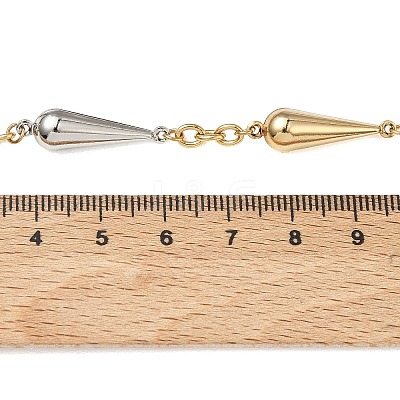 Two Tone 304 Stainless Steel Long Teardrop Link Chain Necklaces for Women NJEW-A074-08GP-1