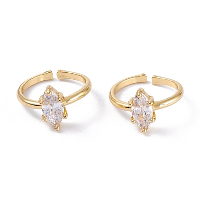 Brass Micro Pave Cubic Zirconia Cuff Rings RJEW-M138-15G-1
