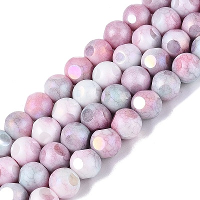 Ombre Effect Dyed Electroplate Opaque Glass Beads Strands EGLA-Q130-01A-20-1
