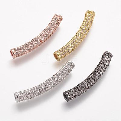 Brass Micro Pave Cubic Zirconia Tube Beads ZIRC-N025-60-1