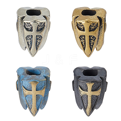 4Pcs 4 Styles Brass European Beads KK-HS0002-03-1