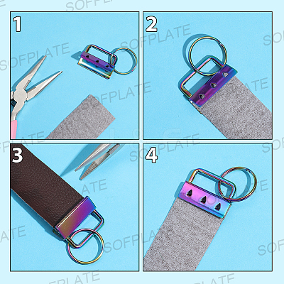 20Pcs 8 Colors Iron Keychain Clasp Findings IFIN-SP0001-66-1