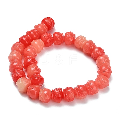 Synthetic Coral Dyed Carved Beads BSHE-H114-03C-1