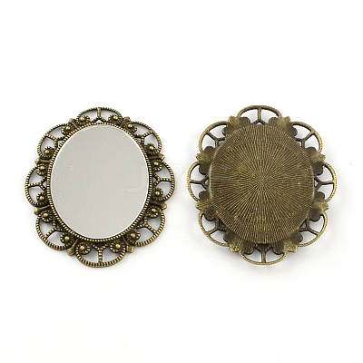 Alloy Oval Mirror Big Pendants PALLOY-R068-31AB-NR-1