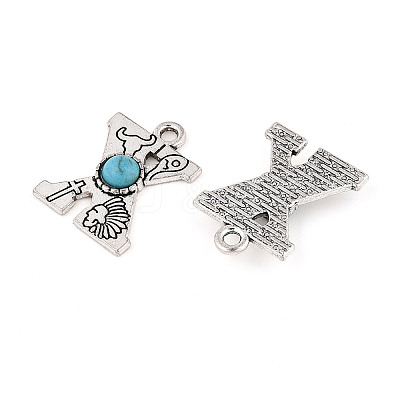 Synthetic Turquoise & Alloy Pendants PALLOY-H146-01AS-X-1