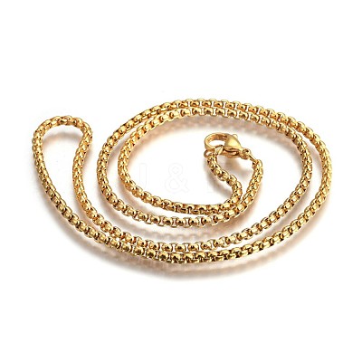 304 Stainless Steel Box Chain Necklaces NJEW-O110-05F-G-1