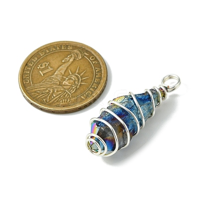 5Pcs Electroplated Natural Quartz Pendants PALLOY-JF03150-1