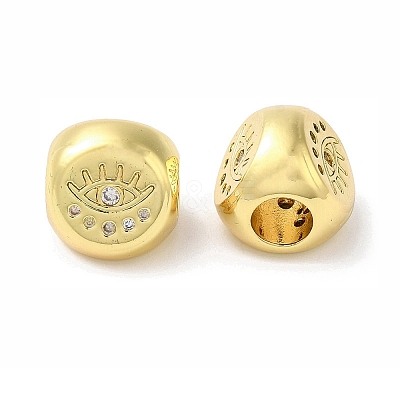 Rack Plating Brass Micro Pave Cubic Zirconia European Beads KK-F854-02G-01-1