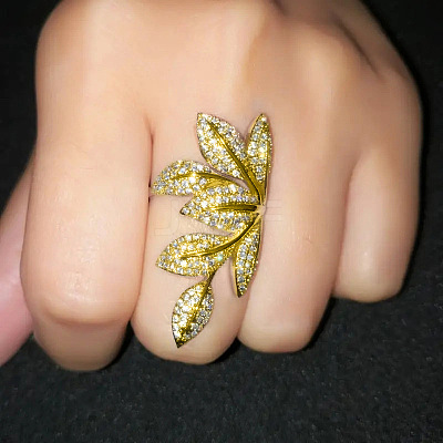 Brass Micro Pave Clear Cubic Zirconia Finger Rings FS-WG77E03-08-1