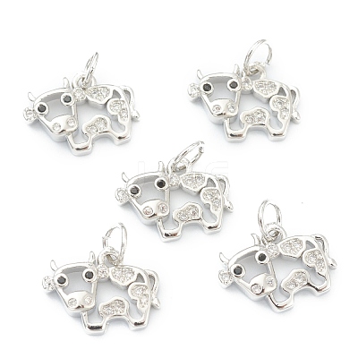Brass Clear Cubic Zirconia Charms ZIRC-B010-22-1