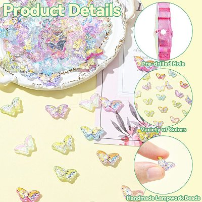 80Pcs 8 Colors Electroplate Handmade Lampwork Beads LAMP-CJ0003-04-1