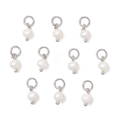 Natural Cultured Freshwater Pearl Potato Charms PALLOY-JF04505-02-1