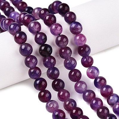 Dyed Natural White Jade Beads Strands G-T138-8mm-210-12-1