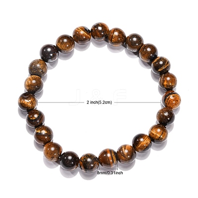 Natural Tiger Eye Beaded Stretch Bracelets B072-7-1