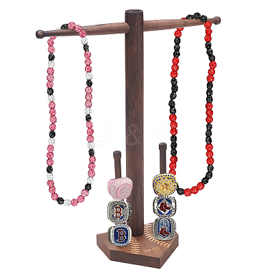 Baseball PineWood Championship Ring Organizer Display Tower Stands RDIS-WH0001-41-1