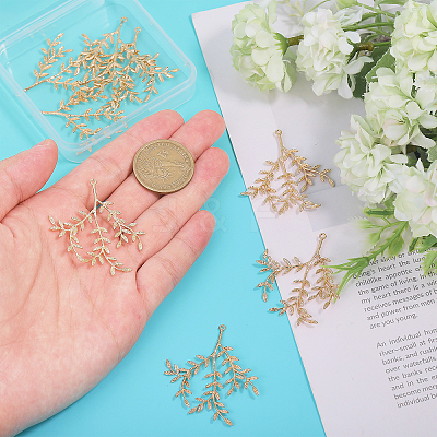 8Pcs Brass Leaf Pendants KK-CA0002-79-1