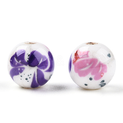 Handmade Printed Porcelain Beads PORC-Q199-8mm-20-1