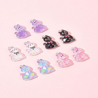 10Pcs 5 Styles Transparent Resin Pendants RESI-FS0001-92-1