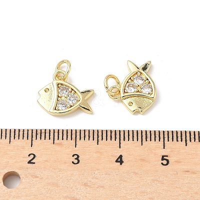 Brass Micro Pave Cubic Zirconia Charms KK-C104-08G-1