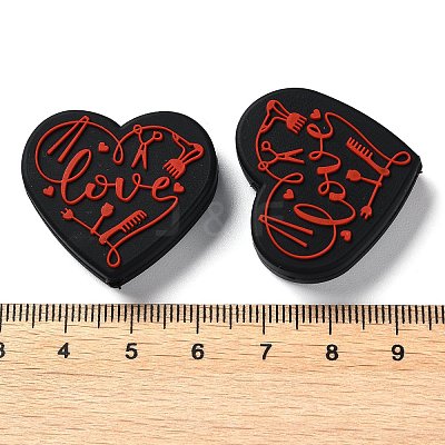 Food Grade Heart with Word Love Silicone Focal Beads LS-SIL-NH0001-01B-1