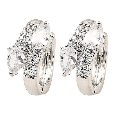 Brass Micro Pave Cubic Zirconia Hoop Earrings EJEW-D078-07P-1