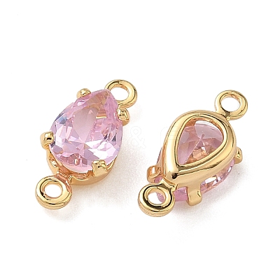 Brass Pave Cubic Zirconia Connector Charms KK-Z136-77G-02-1