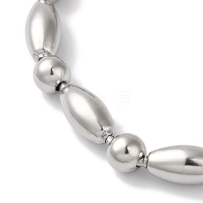 Non-Tarnish 304 Stainless Steel Round & Rice Beaded Bracelets for Women BJEW-B092-04P-1