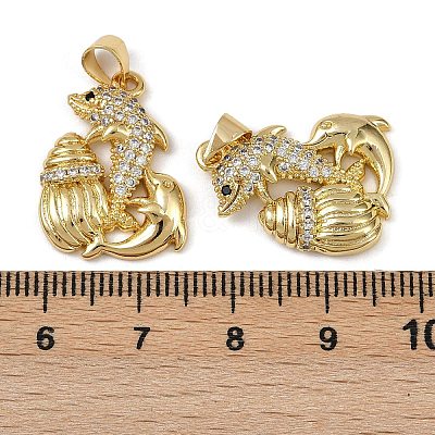 Brass Micro Pave Cubic Zirconia Pendants KK-I358-064G-01-1
