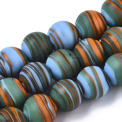 Handmade Frosted Lampwork Beads Strands LAMP-T007-07E-1