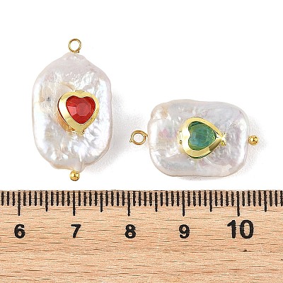 Natural Baroque Keshi Pearl & Glass Pendants PALLOY-JF05928-02-1