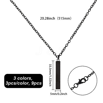 201 Stainless Steel/Brass Coated Iron Rectangle Pendant Necklace NJEW-CO0001-01-1
