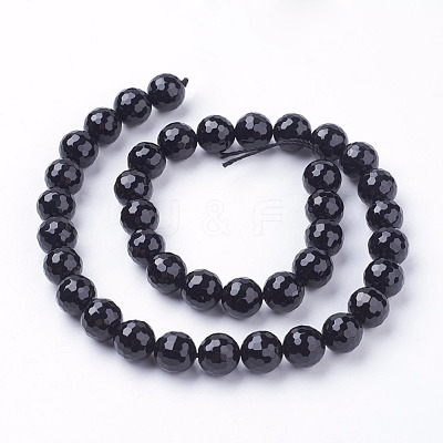 Natural Dyed & Heated Black Onyx Beads Strands X-G-E145-10mm-3B-1