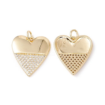 Rack Plating Brass Micro Pave Clear Cubic Zirconia Pendants ZIRC-C040-18G-1